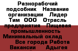 Разнорабочий-подсобник › Название организации ­ Лидер Тим, ООО › Отрасль предприятия ­ Пищевая промышленность › Минимальный оклад ­ 30 000 - Все города Работа » Вакансии   . Адыгея респ.,Адыгейск г.